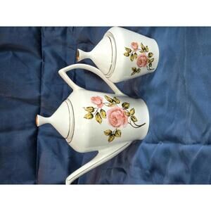 Vintage Pozzani Brazil Porcelain Floral Teapot and Sugar Bowl Set